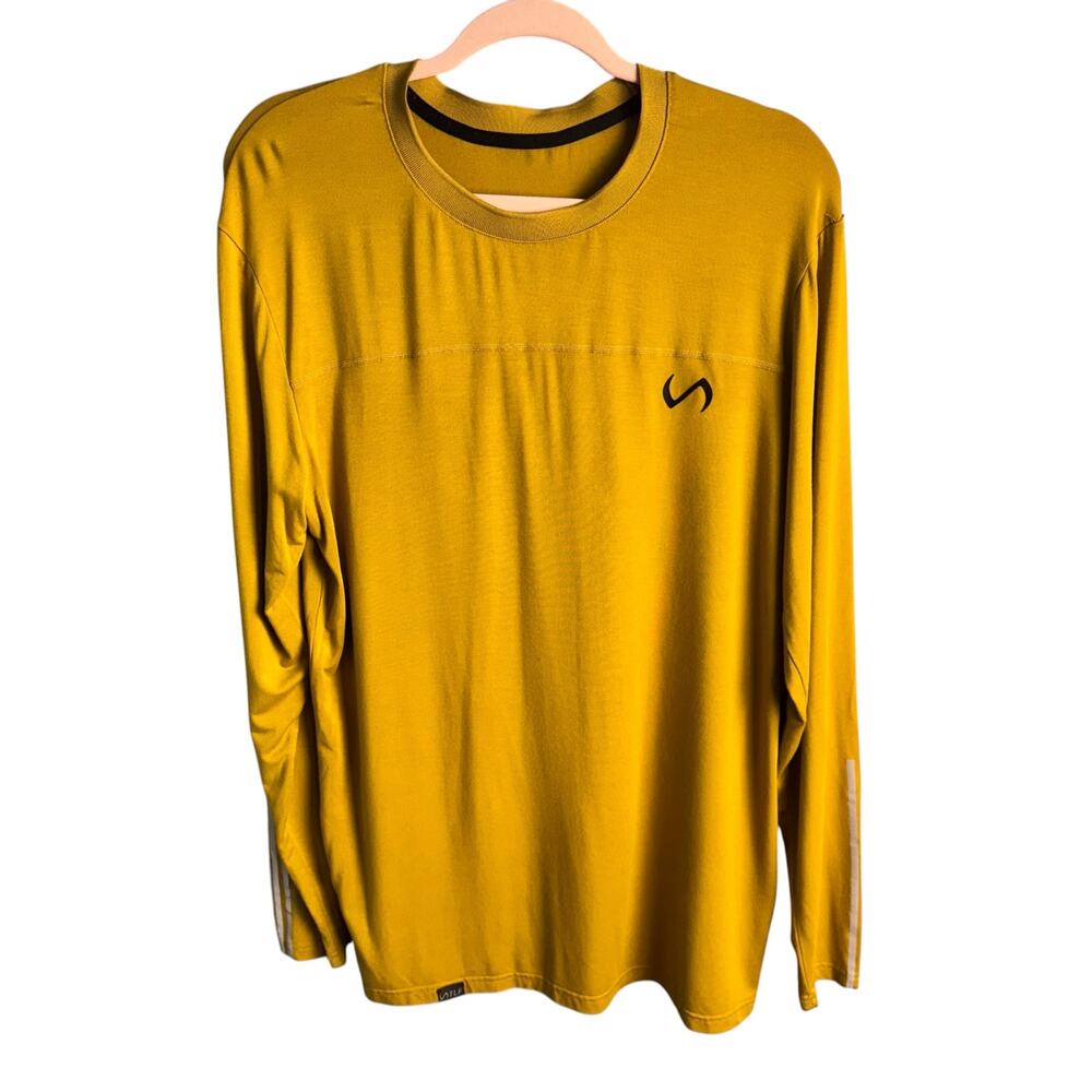 ATLF Athletic Long Sleeve Performance Shirt Yellow Moisture Wicking Men’s Large